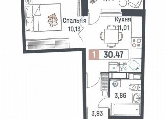Продажа 1-комнатной квартиры, 30.5 м2, Мурино, ЖК Авиатор