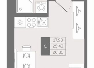 Продается квартира студия, 26.8 м2, деревня Новое Девяткино