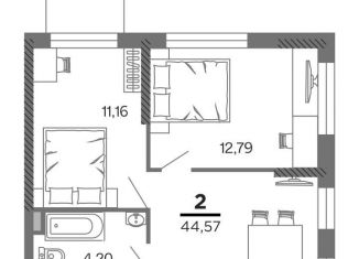 Продам 2-комнатную квартиру, 44.6 м2, Рязань
