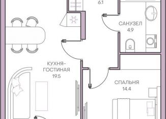 Продаю 1-комнатную квартиру, 48.7 м2, Пенза, Ленинский район