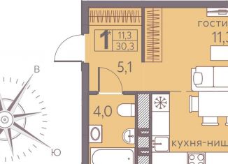 Продажа квартиры студии, 30.3 м2, Пермь, ЖК Погода