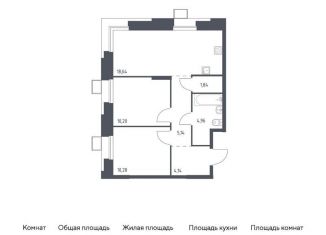 Продается двухкомнатная квартира, 54.6 м2, поселение Мосрентген, многофункциональный комплекс Тропарево Парк, к2.2