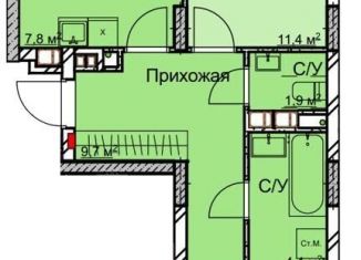 Продам двухкомнатную квартиру, 59.6 м2, Нижний Новгород, метро Заречная