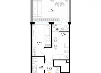 Продам 1-ком. квартиру, 45 м2, Рязань