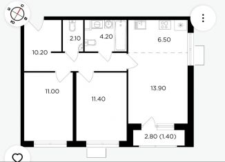 Продается 3-ком. квартира, 60.7 м2, посёлок Развилка, посёлок Развилка, 207Ю