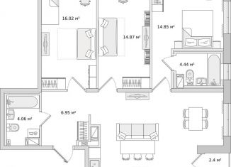 Продам трехкомнатную квартиру, 97.5 м2, Санкт-Петербург, ЖК Чёрная Речка