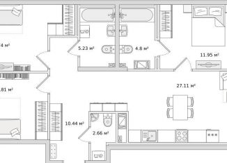 Продажа 3-комнатной квартиры, 94.4 м2, Санкт-Петербург, ЖК Чёрная Речка