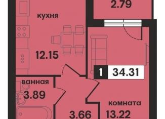 Продам 1-комнатную квартиру, 34.3 м2, Муром