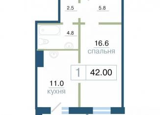 Продаю 1-комнатную квартиру, 42 м2, Красноярск, Железнодорожный район