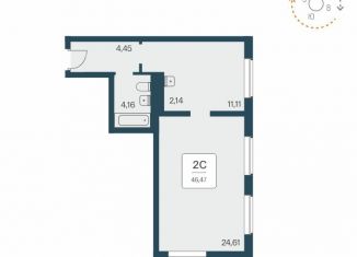 Двухкомнатная квартира на продажу, 46.5 м2, Новосибирск, Заельцовский район, Красный проспект, 180