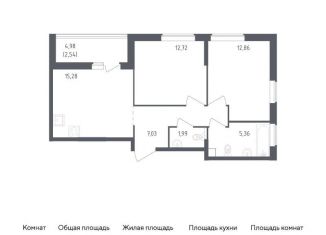 Продается 2-ком. квартира, 57.8 м2, деревня Новосаратовка