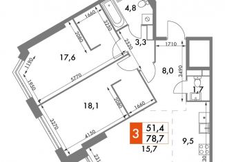 Продается 3-ком. квартира, 78.7 м2, Москва, ЖК Архитектор, улица Академика Волгина, 2с3