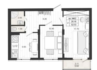 Продажа 2-ком. квартиры, 52.5 м2, деревня Малое Верево