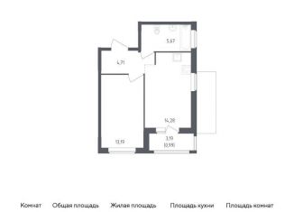 Продам 1-комнатную квартиру, 38.8 м2, деревня Новосаратовка