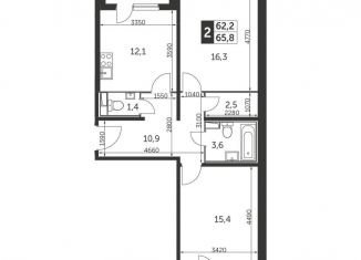 Продам 2-комнатную квартиру, 65.7 м2, Московская область, жилой комплекс 1-й Лермонтовский, к2.1