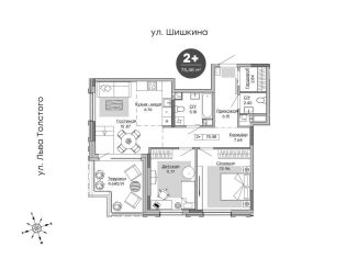 Продажа трехкомнатной квартиры, 75.5 м2, Ижевск, улица Шишкина, 24Б, Индустриальный район