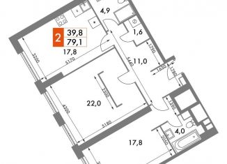 Продается трехкомнатная квартира, 79.1 м2, Москва, ЖК Архитектор, улица Академика Волгина, 2с3