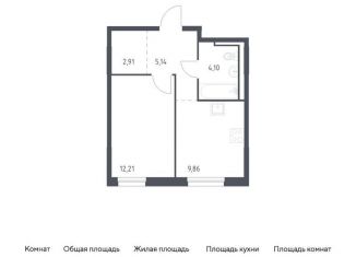 1-ком. квартира на продажу, 34.2 м2, деревня Новосаратовка