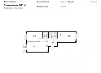 2-ком. квартира на продажу, 66.1 м2, Санкт-Петербург