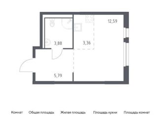 Продается квартира студия, 25.6 м2, деревня Новосаратовка