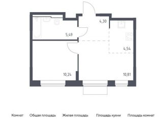 Продажа двухкомнатной квартиры, 35.4 м2, Москва, жилой комплекс Квартал Домашний, 1, станция Курьяново