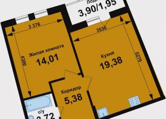 Продается 1-комнатная квартира, 44.4 м2, Кстово