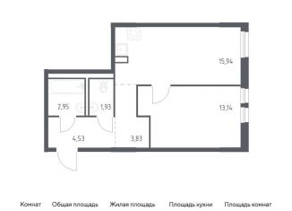 Продам однокомнатную квартиру, 42.3 м2, деревня Новосаратовка