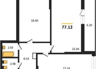 Продается 2-ком. квартира, 77.1 м2, Воронеж, Московский проспект, 132