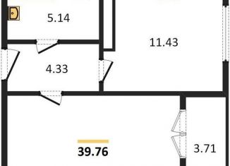 Продается однокомнатная квартира, 39.8 м2, Воронеж, улица Артамонова, 34Ж, ЖК Волна-1