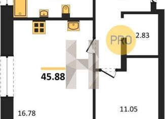 Продам 1-комнатную квартиру, 45.9 м2, Воронеж, Ленинский район