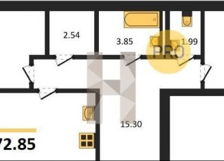 Продается двухкомнатная квартира, 72.8 м2, Воронежская область