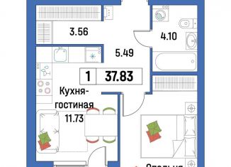 Продается 1-ком. квартира, 37.8 м2, Мурино