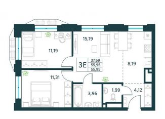 3-комнатная квартира на продажу, 56 м2, Москва