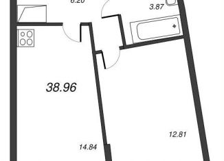 Продается 1-ком. квартира, 41.9 м2, Мурино