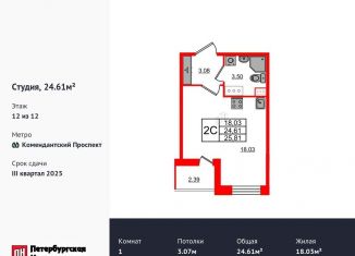 Продается квартира студия, 24.6 м2, Санкт-Петербург, Приморский район