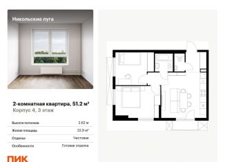 Продается 2-ком. квартира, 51.2 м2, Москва, станция Щербинка