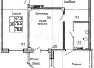 Аренда 3-комнатной квартиры, 78 м2, Красноярск, Свердловская улица, 6К, Свердловский район