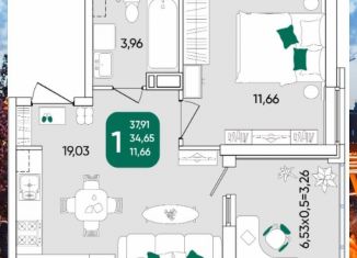 Продаю однокомнатную квартиру, 37.5 м2, Краснодар, Прикубанский округ, микрорайон Любимово, 5