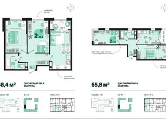 Продается 2-комнатная квартира, 58.6 м2, Краснодар, Карасунский округ