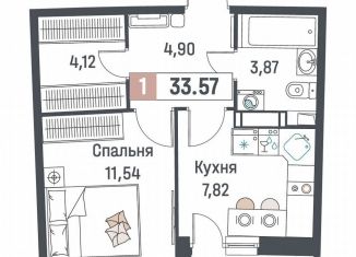 Продажа 1-ком. квартиры, 33.6 м2, Мурино, ЖК Авиатор