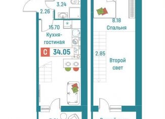 Продаю квартиру студию, 34.1 м2, Мурино, ЖК Графика, Екатерининская улица, 18/3