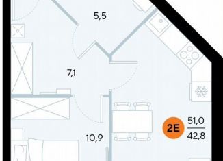 Продажа однокомнатной квартиры, 49.9 м2, поселок городского типа Заозерное, улица Аллея Дружбы, 10А