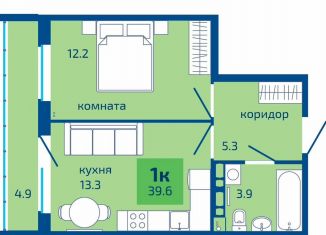 Продам 1-комнатную квартиру, 39.6 м2, Пермь