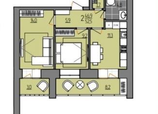 Продам 2-ком. квартиру, 52.5 м2, село Чигири, Европейская улица, 1