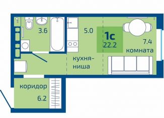 Продам однокомнатную квартиру, 22.2 м2, Пермь