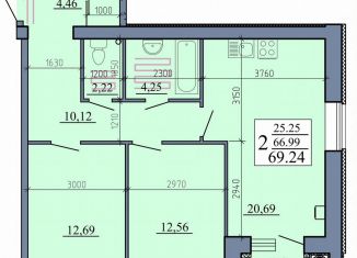 Продается 2-комнатная квартира, 69.2 м2, Рыбное