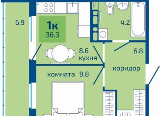 Продается однокомнатная квартира, 36.3 м2, Пермь