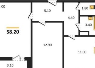 Продается двухкомнатная квартира, 58.2 м2, Воронеж, Ленинградская улица, 17