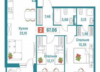 Продажа 2-ком. квартиры, 67.1 м2, Мурино, ЖК Графика