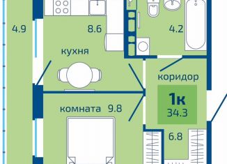 Продаю 1-ком. квартиру, 34.3 м2, Пермь